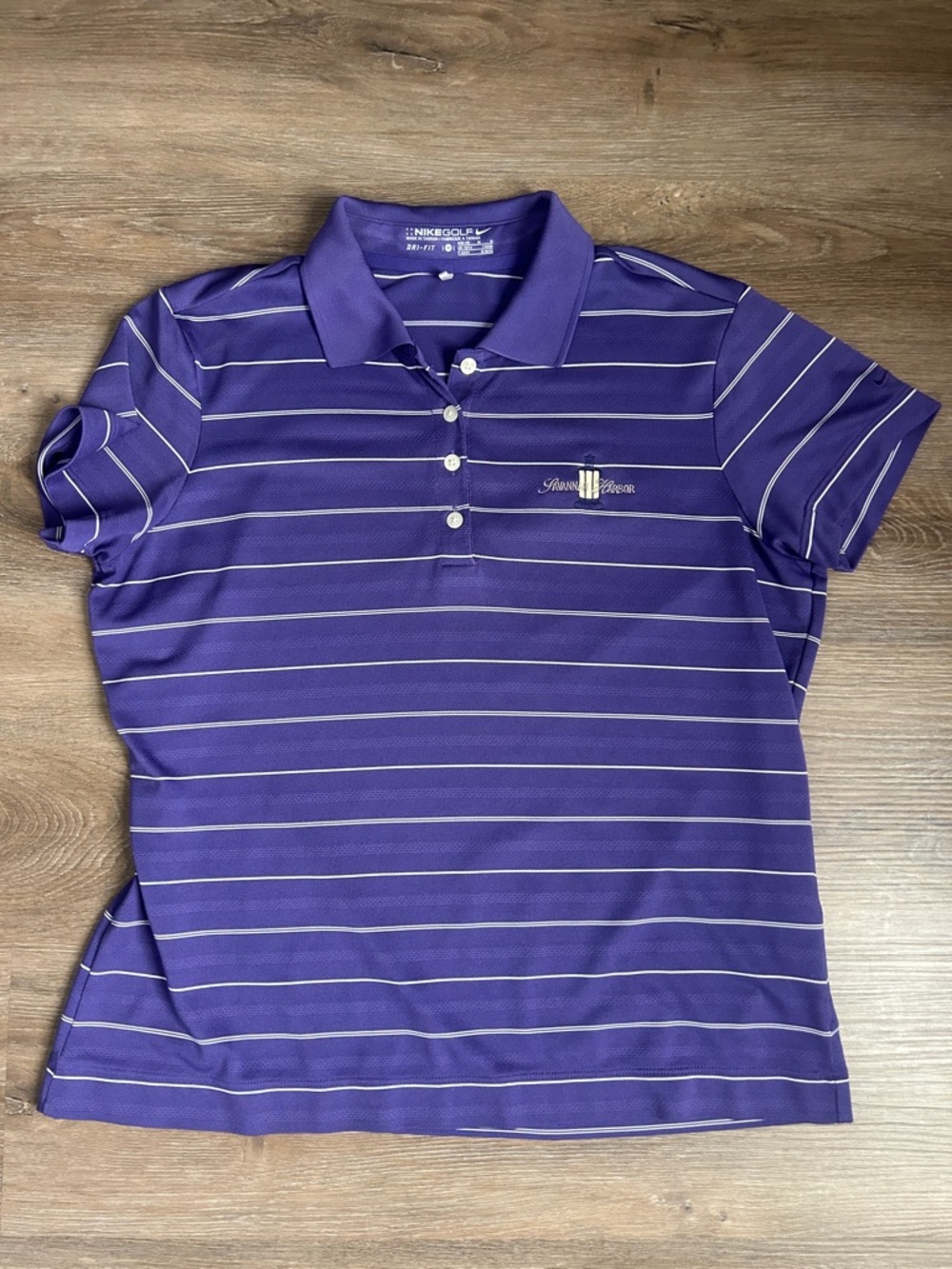 Nike Purple Striped Button-Down Polo